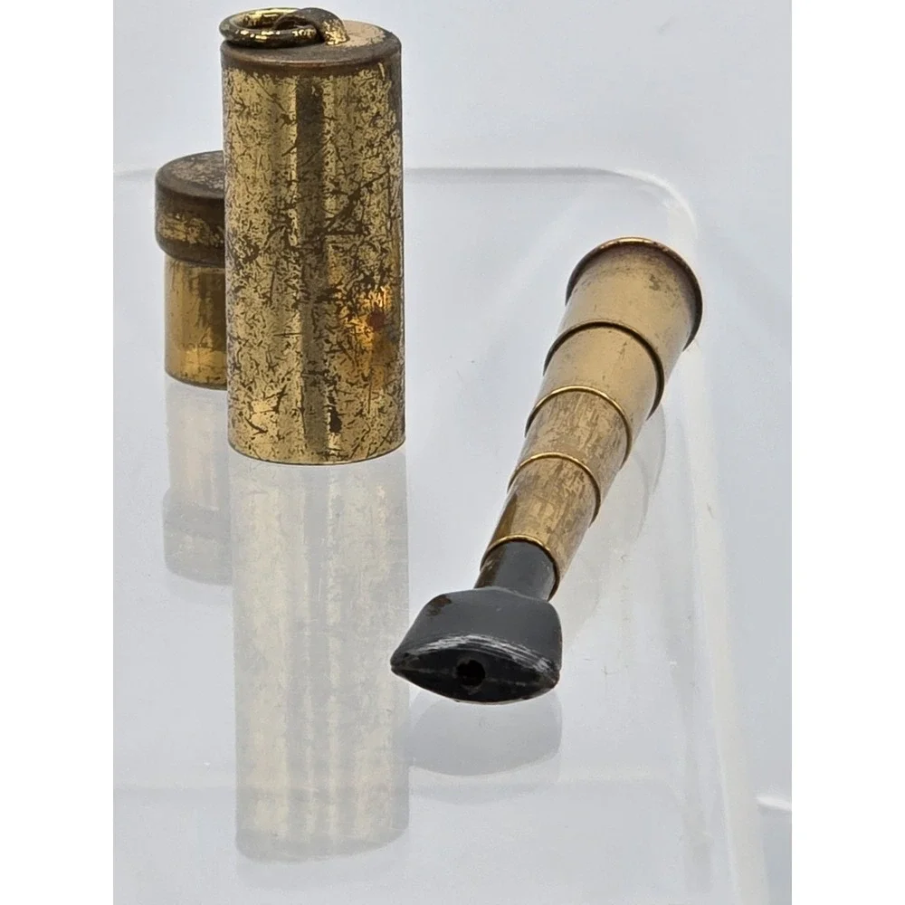 Vintage Scope Brass Telescoping Cigarette Holder With Container